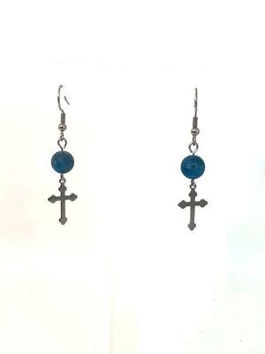 Boucles d'Oreilles Apatite mat, 8 mm