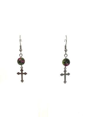 Boucles d&#39;Oreilles Serpentine, facettée 8 mm colorée