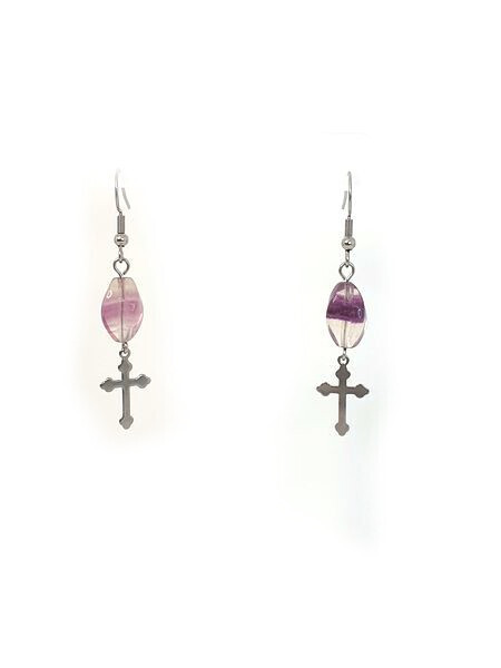 Boucles d&#39;Oreille Fluorite, 8x12 mm