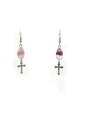 Boucles d&#39;Oreille Fluorite, 8x12 mm