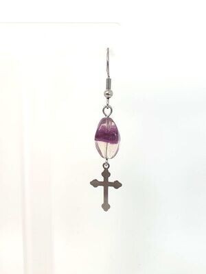 Boucles d'Oreille Fluorite, 8x12 mm