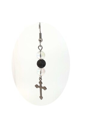 Boucles d'Oreilles Angel Aura et pierre de lave, 6 mm