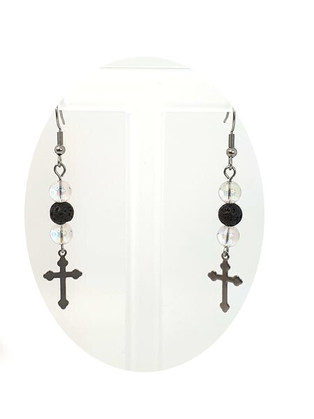 Boucles d&#39;Oreilles Angel Aura et pierre de lave, 6 mm