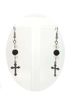 Boucles d&#39;Oreilles Angel Aura et pierre de lave, 6 mm