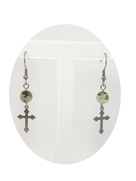 Boucles d&#39;Oreilles Préhnite, 6 mm