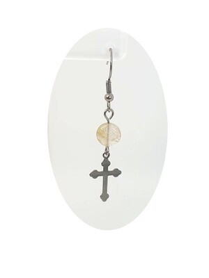 Boucles d'Oreilles Quartz rutile, disque 8 mm