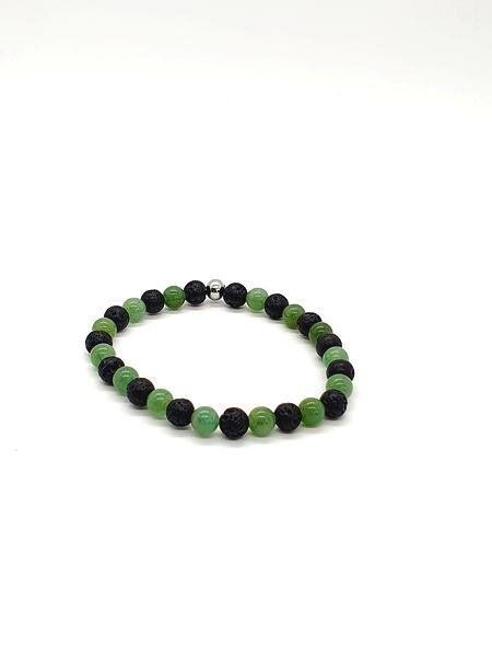 Bracelet Aventurine et pierre de lave, 6 mm