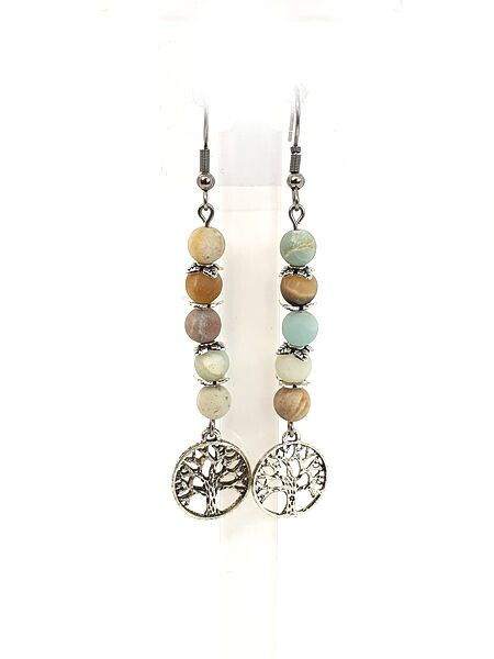 Boucles d&#39;oreilles Amazonite mate