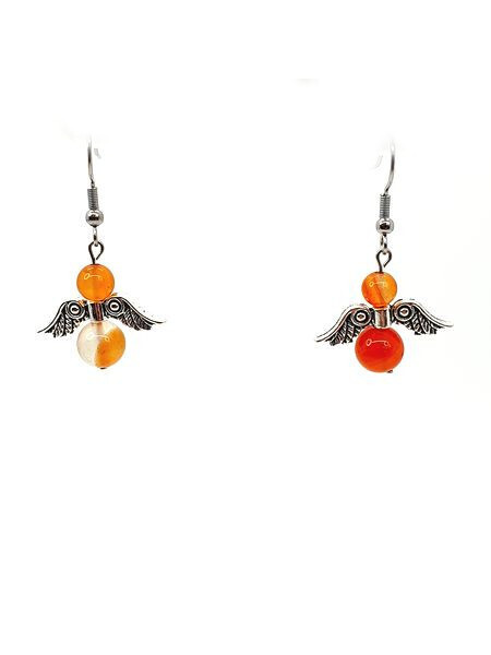 Boucles d&#39;oreilles cornaline - Ange Gardien, 6 et 8 mm