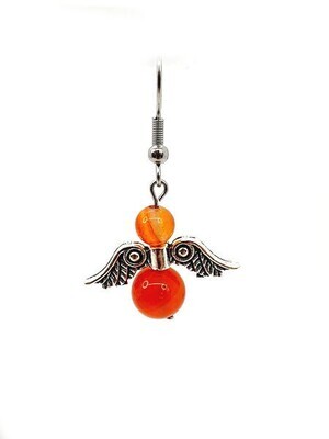 Boucles d'oreilles cornaline - Ange Gardien, 6 et 8 mm