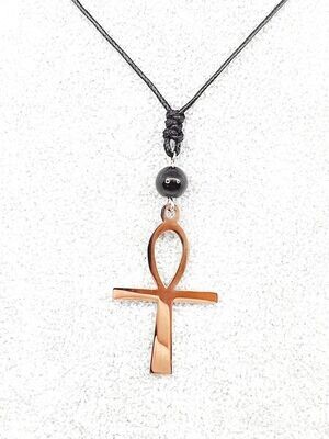 Collier Tourmaline et Ankh, 8 mm