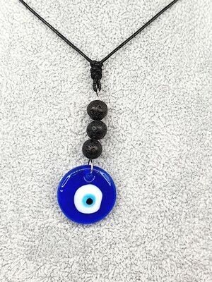 Collier pierre de lave et oeil turc, 8 mm