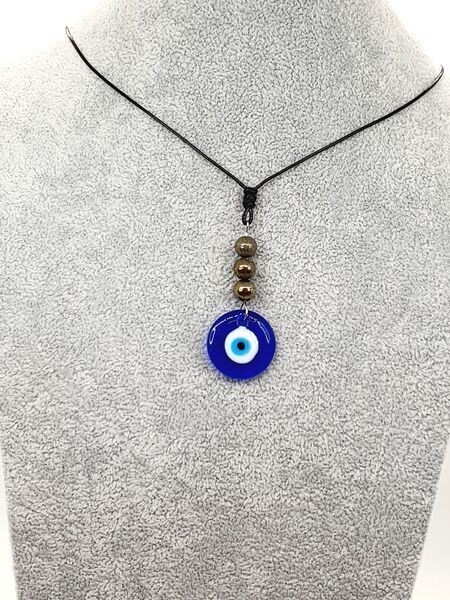 Collier Pyrite et oeil turc, 8 mm