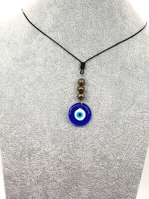 Collier Pyrite et oeil turc, 8 mm