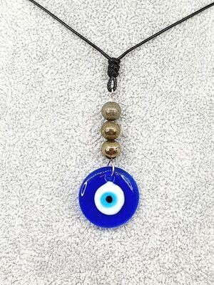 Collier Pyrite et oeil turc, 8 mm