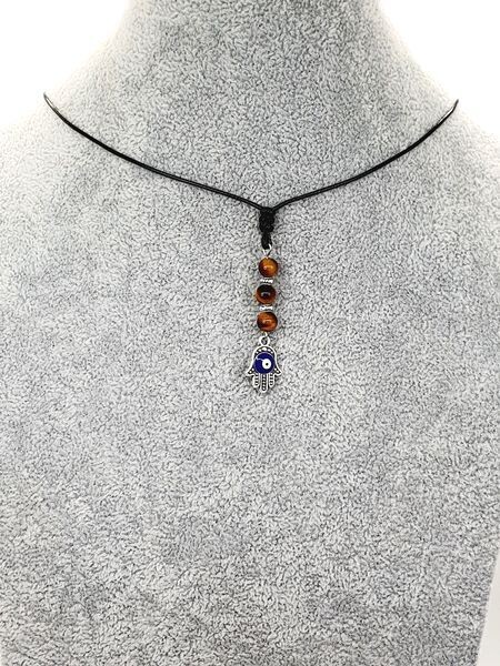 Collier de Protection - Oeil-de-tigre, Oeil turc et Main de Fatima