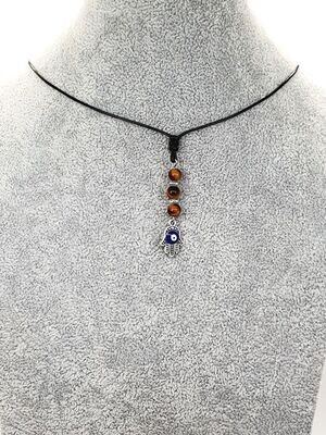Collier de Protection - Oeil-de-tigre, Oeil turc et Main de Fatima