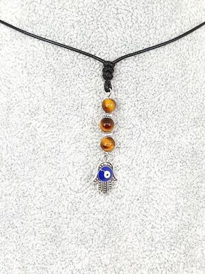 Collier de Protection - Oeil-de-tigre, Oeil turc et Main de Fatima