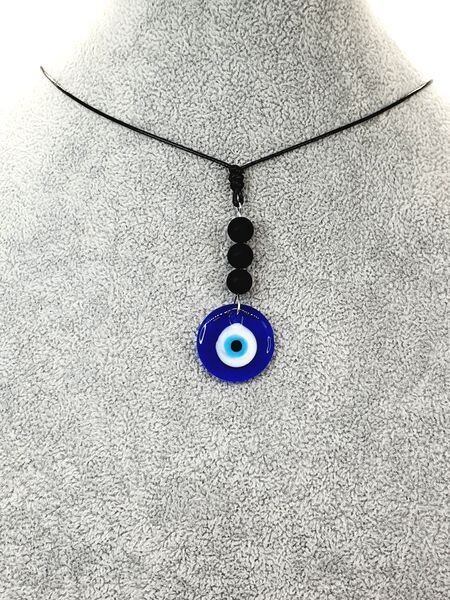 Collier Onyx mat et oeil truc, 8 mm