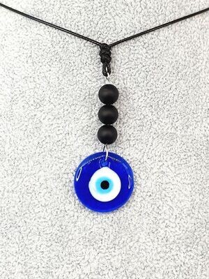 Collier Onyx mat et oeil truc, 8 mm