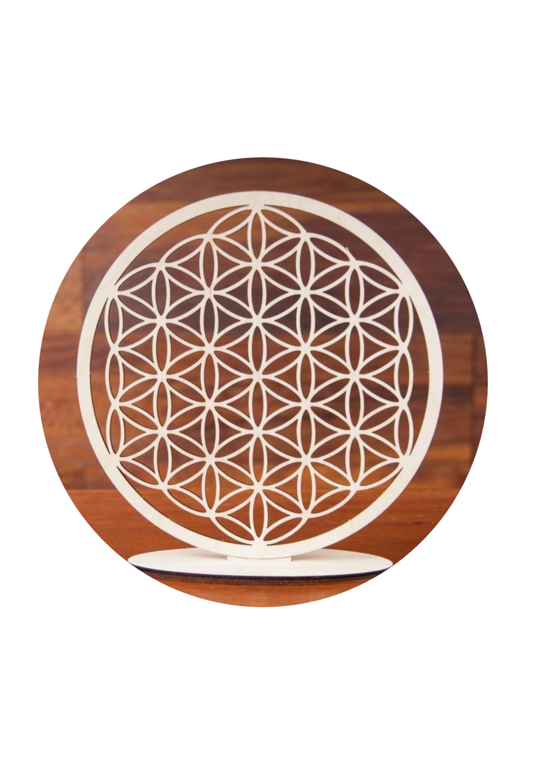 Fleur de Vie en bois sur socle
