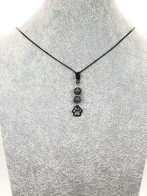 Collier patoune Agate Mousse