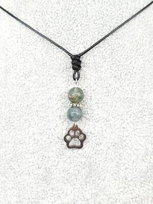 Collier patoune Agate Mousse