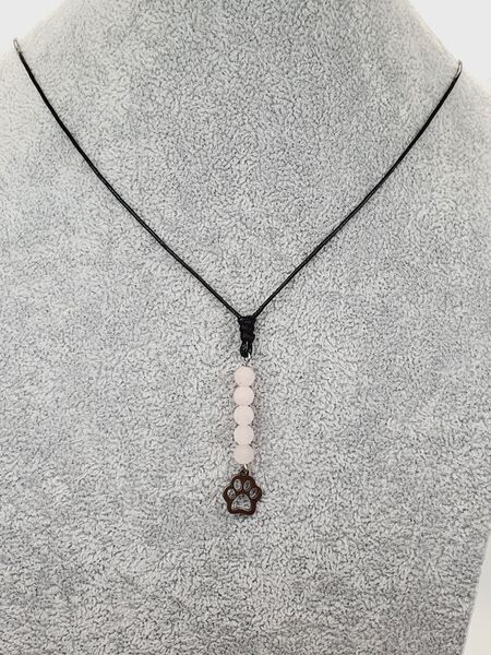 Collier patoune Quartz Rose