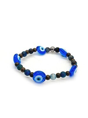 Bracelet Apatite, pyrite et oeil turc, 6 et 8 mm