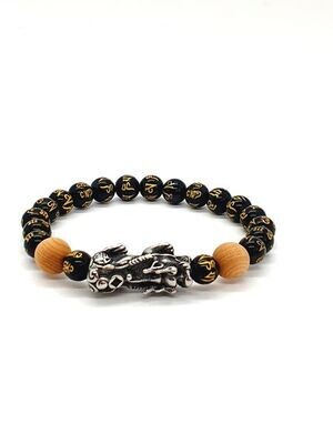 Bracelet PI XIU Obsidienne Om, 8 et 10 mm