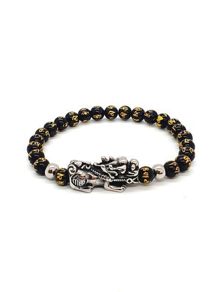 Bracelet PI XIU Obsidienne Om, 6 mm