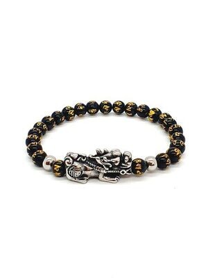 Bracelet PI XIU Obsidienne Om, 6 mm
