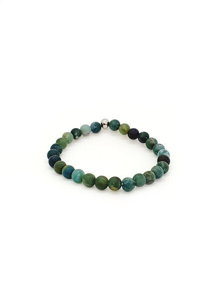 Bracelet Agate Mousse mate, 6 mm