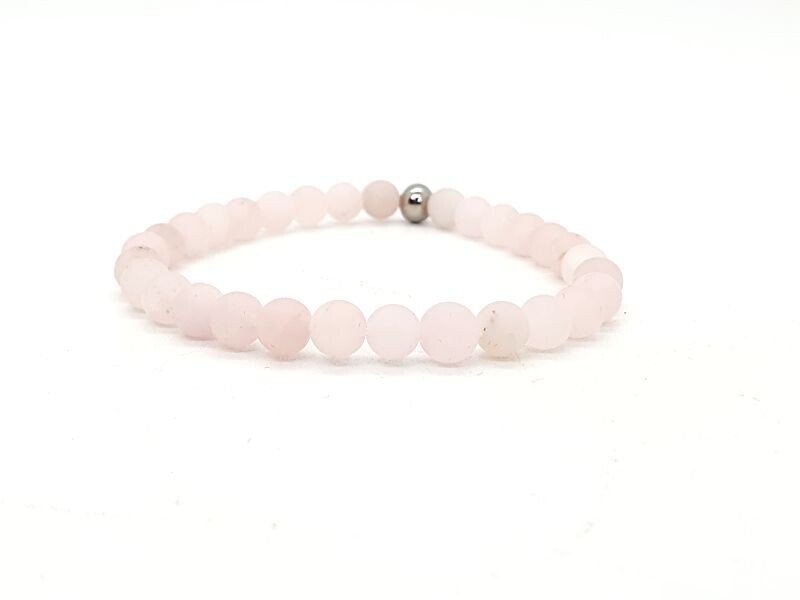 Bracelet Quartz Rose, mat 6 mm