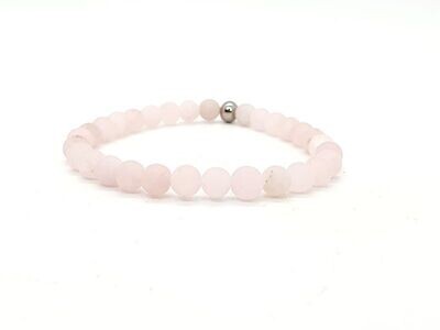 Bracelet Quartz Rose, mat 6 mm