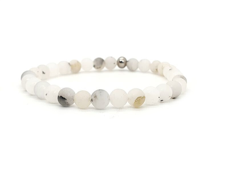Bracelet Quartz inclusion Tourmaline mat, 6 mm