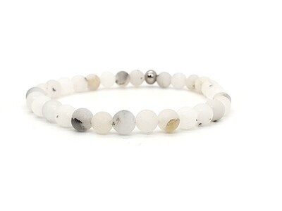 Bracelet Quartz inclusion Tourmaline mat, 6 mm