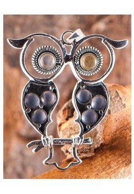 Pendentif hiboux et labradorite