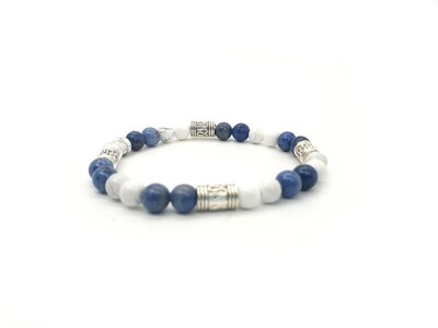 Bracelet Dumortierite et Magnésite, 6 mm