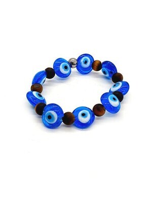 Bracelet Protection oeil turc et oeil de tigre mat, 8 mm