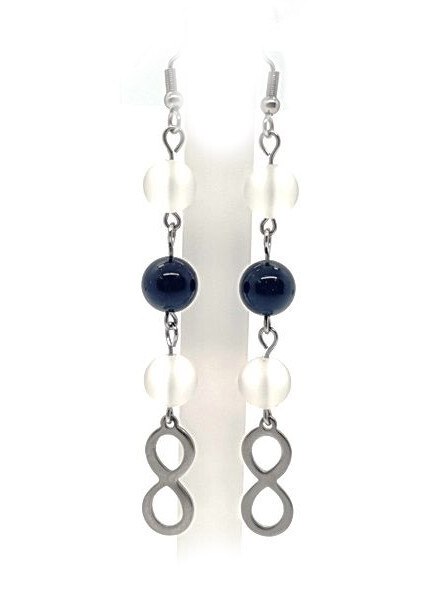 Boucles d&#39;oreilles Cristal de roche et Tourmaline, 8 mm