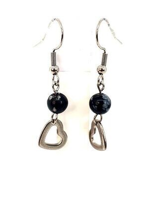 Boucles d&#39;oreilles Obsidienne Flocon de Neige, 6 mm