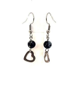 Boucles d'oreilles Obsidienne Flocon de Neige, 6 mm