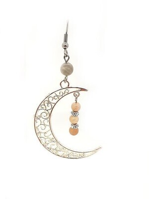 Boucles d'Oreilles Pierre de Lune, 4,5 mm et 6 mm mat