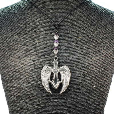 Collier Croix angélique - Lépidolite