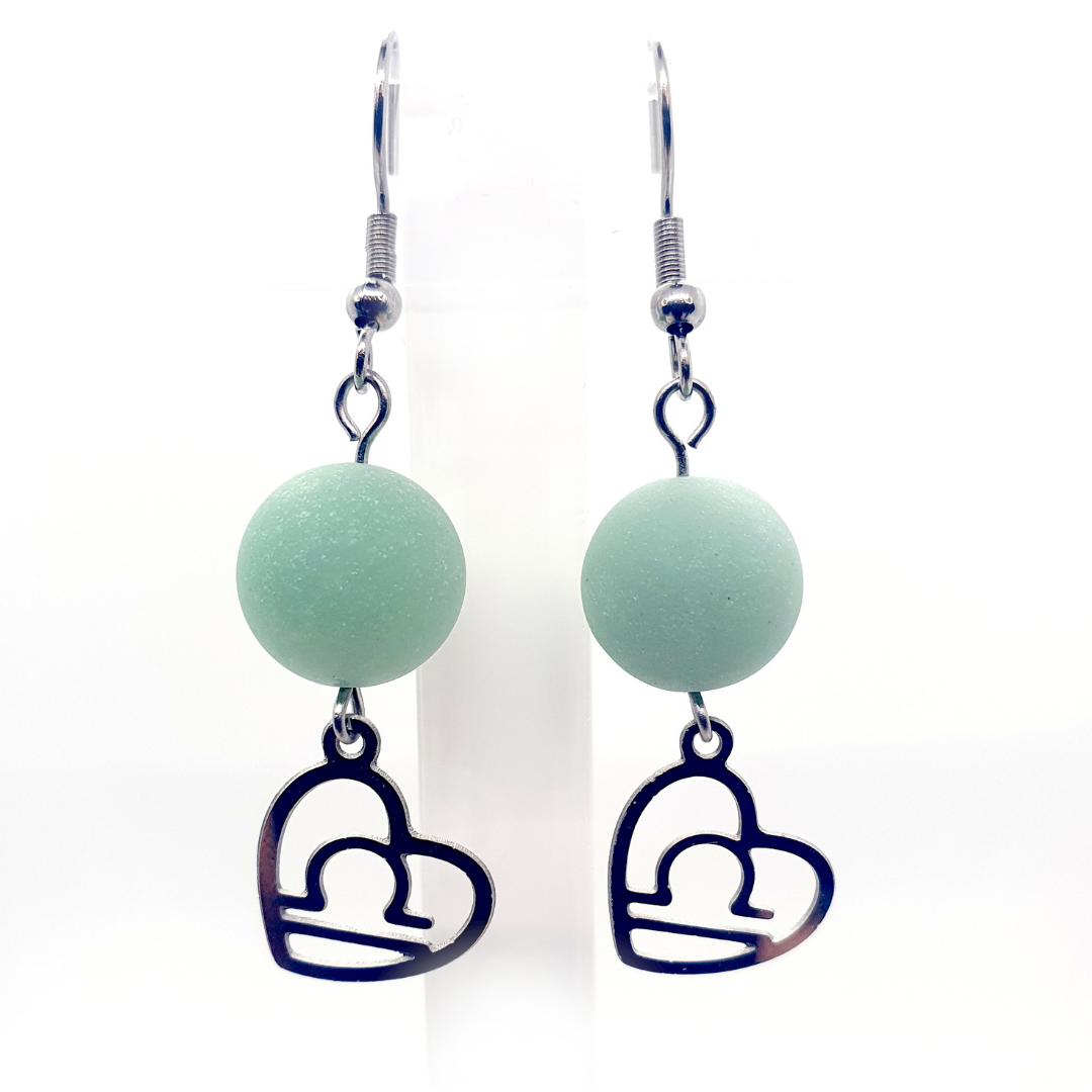 Boucles d&#39;oreilles Astro - Balance - Aventurine verte mat