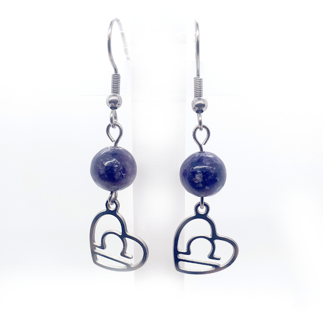 Boucles d&#39;oreilles Astro - Balance - Lépidolite