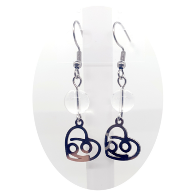Boucles d&#39;oreilles Astro - Cancer - Cristal de roche