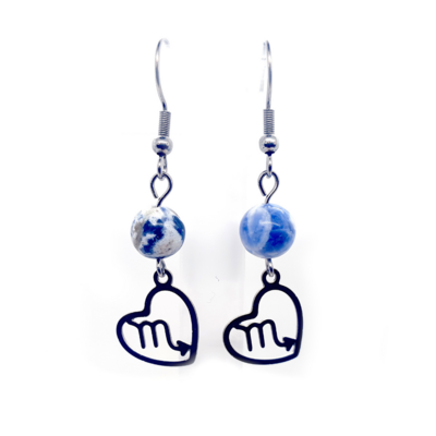 Boucles d&#39;oreilles Astro - Scorpion - Sodalite - 8 mm