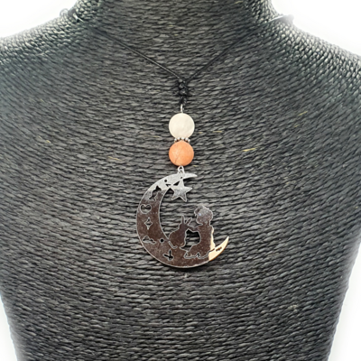Collier - Rêve d&#39;enfant - Pierre de lune mat - 10 mm